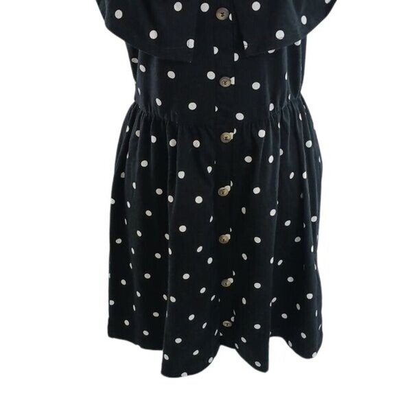 ASOS Dress Womens Size 10 Black White Polka Dot Off Shoulder Ruffle Button Front - Picture 3 of 7